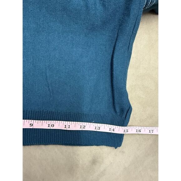 Alfani women's Sweater teal motif blue.Pullover. Metallic.Sz XS - Picture 11 of 12